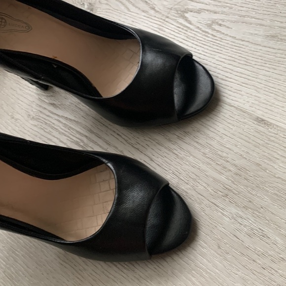 ELLIOTT LUCCA Black Andrea Peep-Toe Pump size 8.5 woven details black classic - Picture 10 of 12